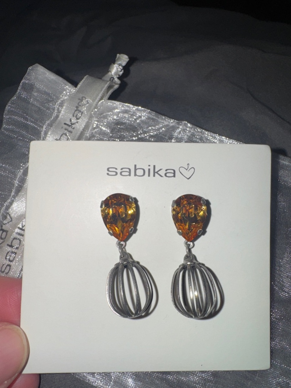 New Sabika Golden Amber Teardrop‎ Dangle Earrings